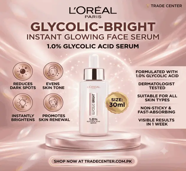 Glycolic Bright Instant Glowing Face Serum – 30ml In Pakistan