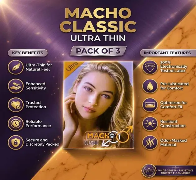 Macho Classic Condoms pack of 3 Ultra Thin In Pakistan