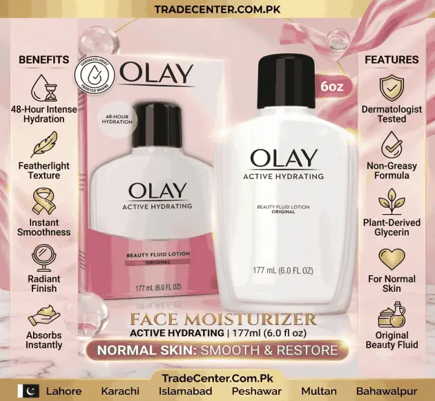 Olay Face Moisturizer, Active Hydrating Beauty Fluid Lotion In Pakistan