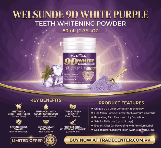 Welsunde 9D White Purple Teeth Whitening Powder In Pakistan